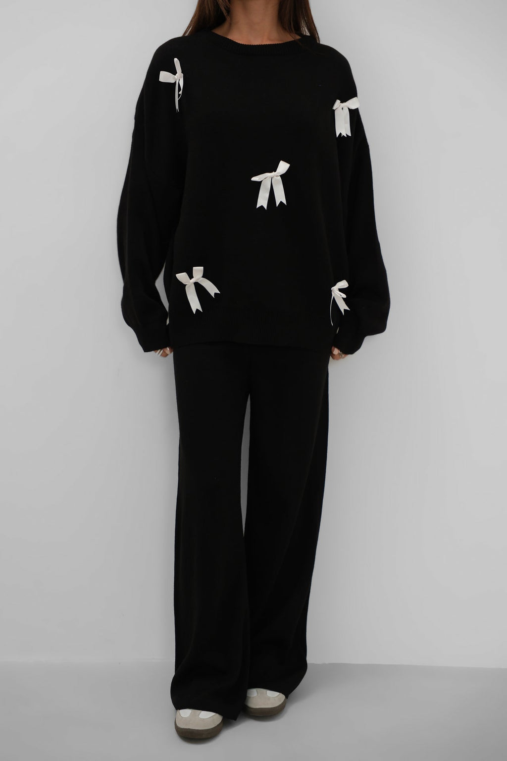 Fiyonklu Sweater Pants Knit Black Takim