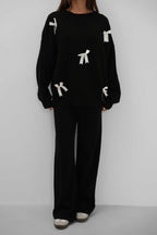 Fiyonklu Sweater Pants Knit Black Takim