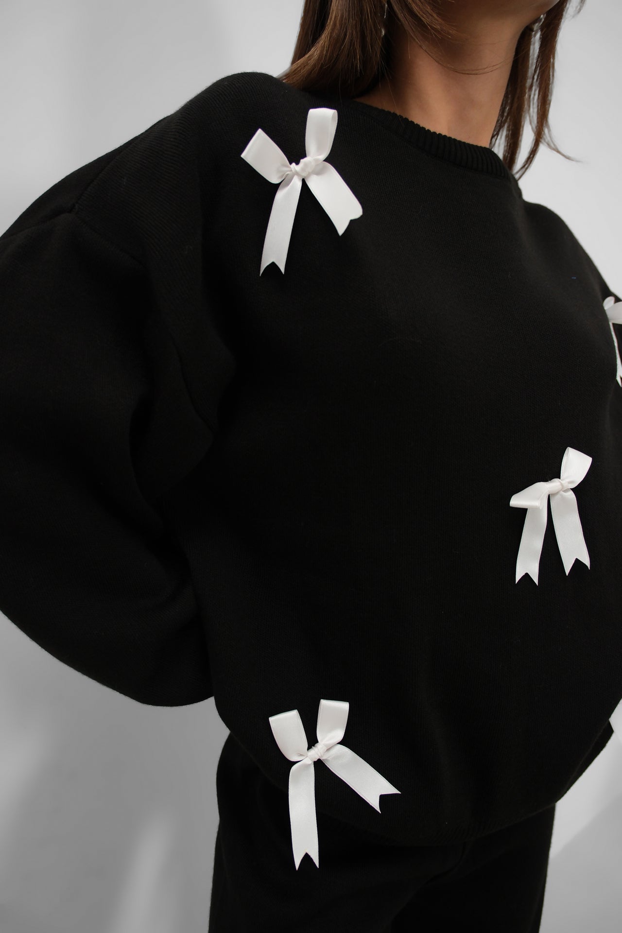 Fiyonklu Sweater Pants Knit Black Takim