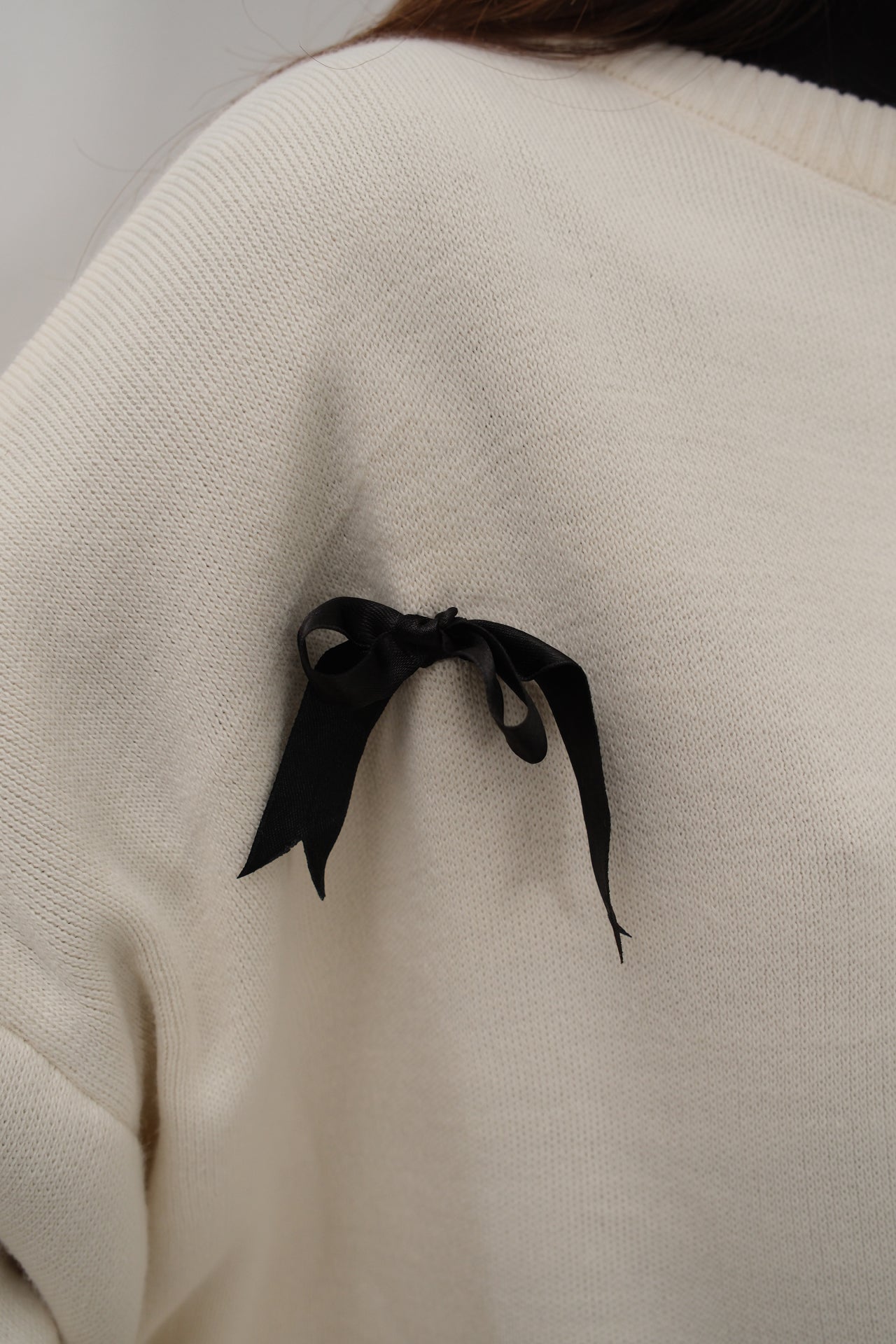 Bow Detail Sweatshirter Pants Knit Ecru Set