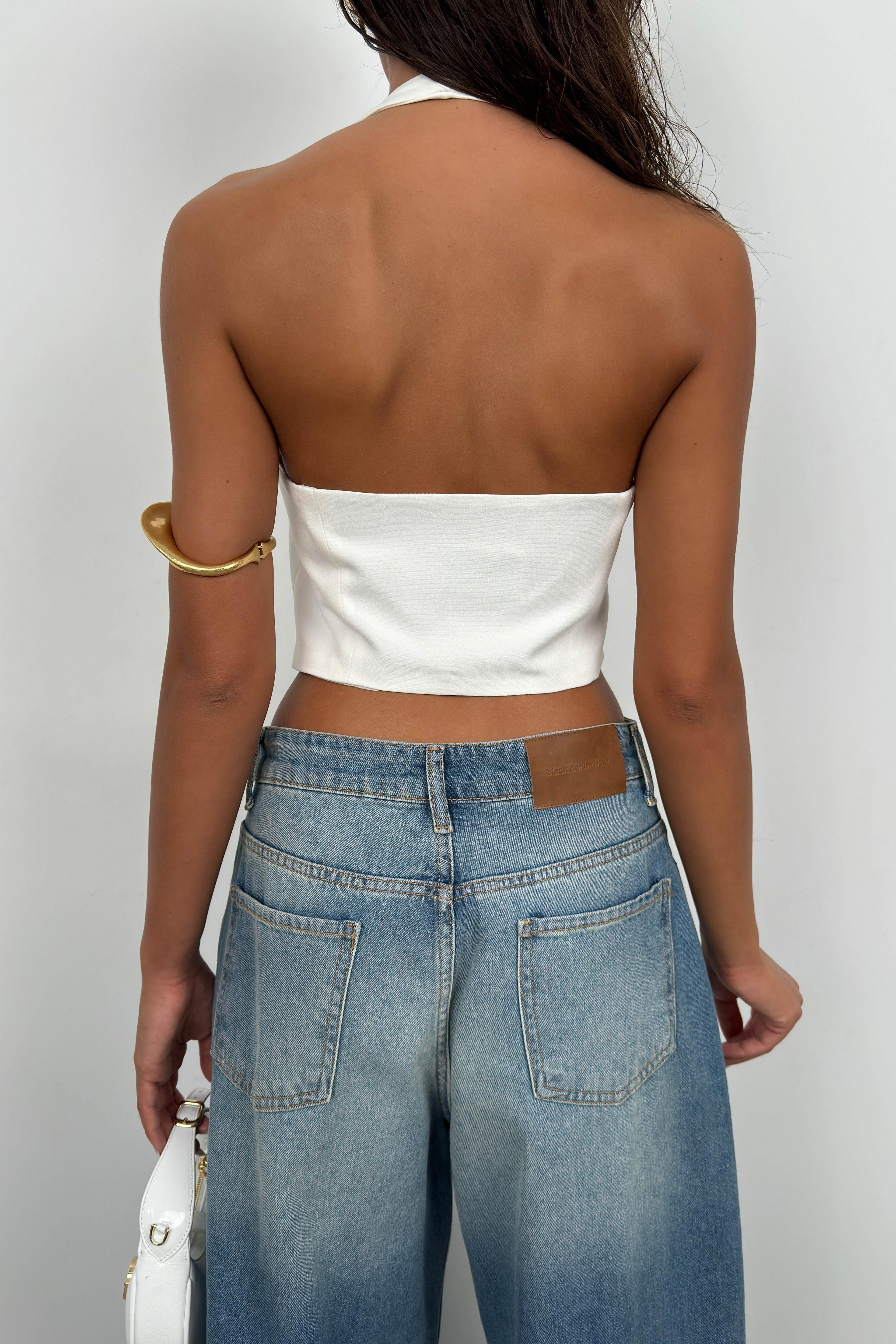 Welt Pocket Rose Accessory White Vest