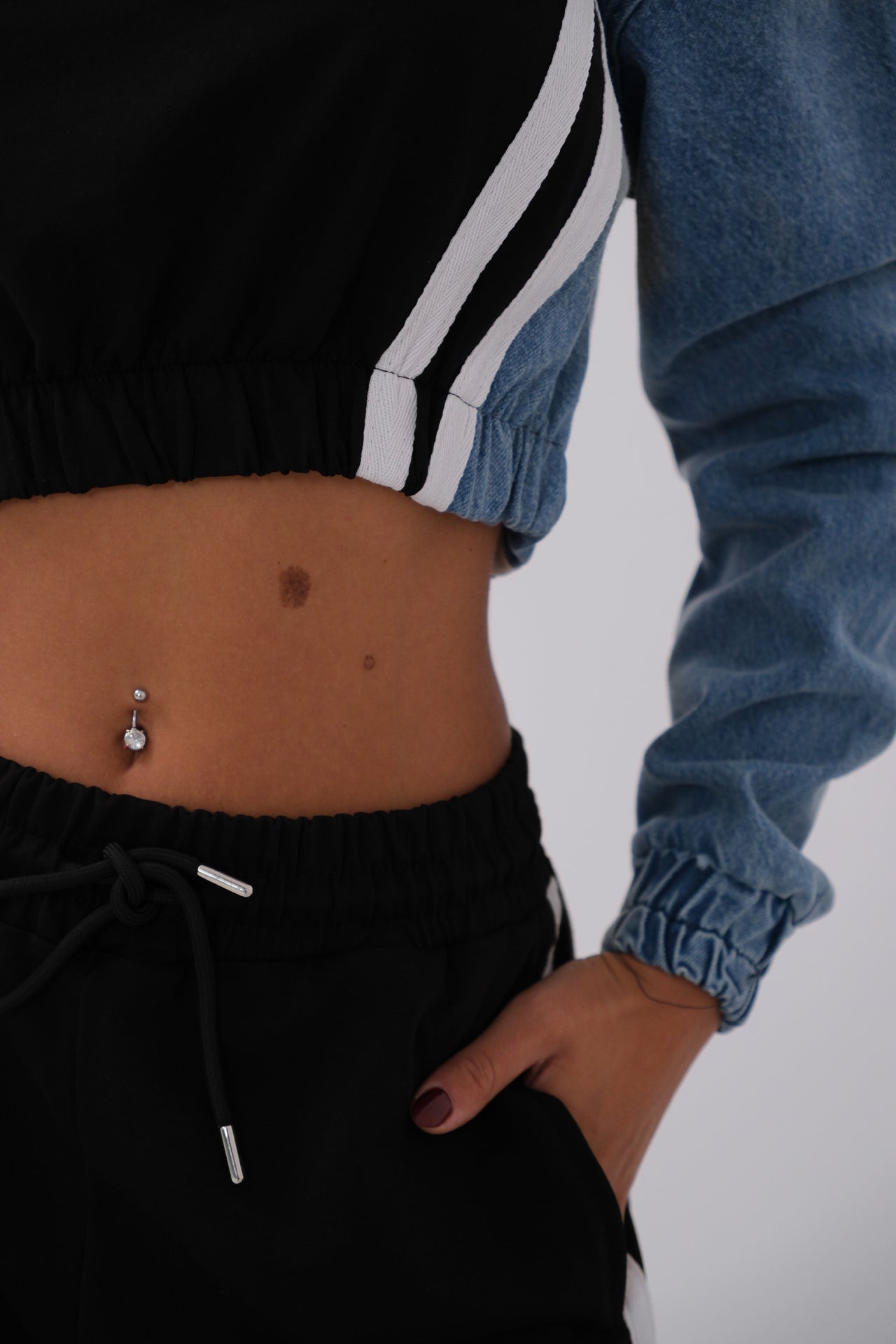 Black Garnili Denim Tracksuit Takim