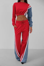 Red Garnili Denim Tracksuit Takim