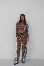Leopard Print Denim Tracksuit
