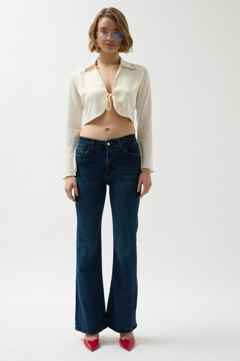 Wide Leg High Waist Blue Jeans