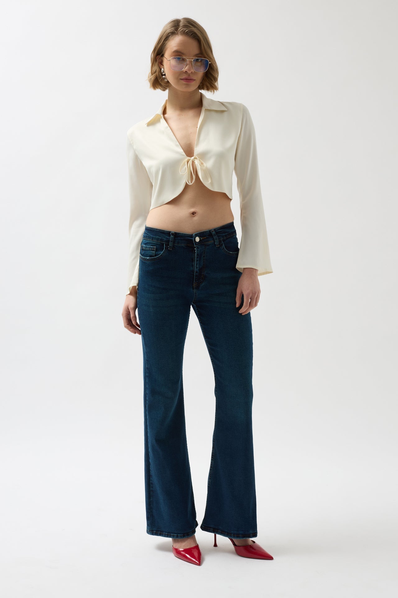 Wide Leg High Waist Blue Jeans
