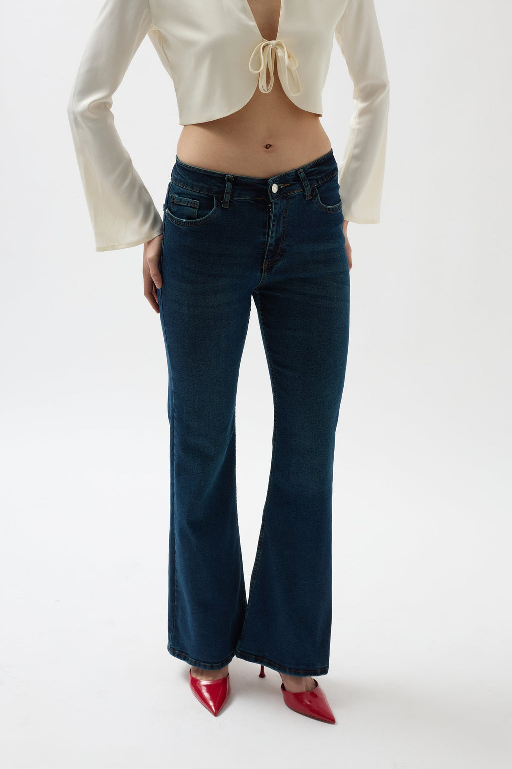 Wide Leg High Waist Blue Jeans