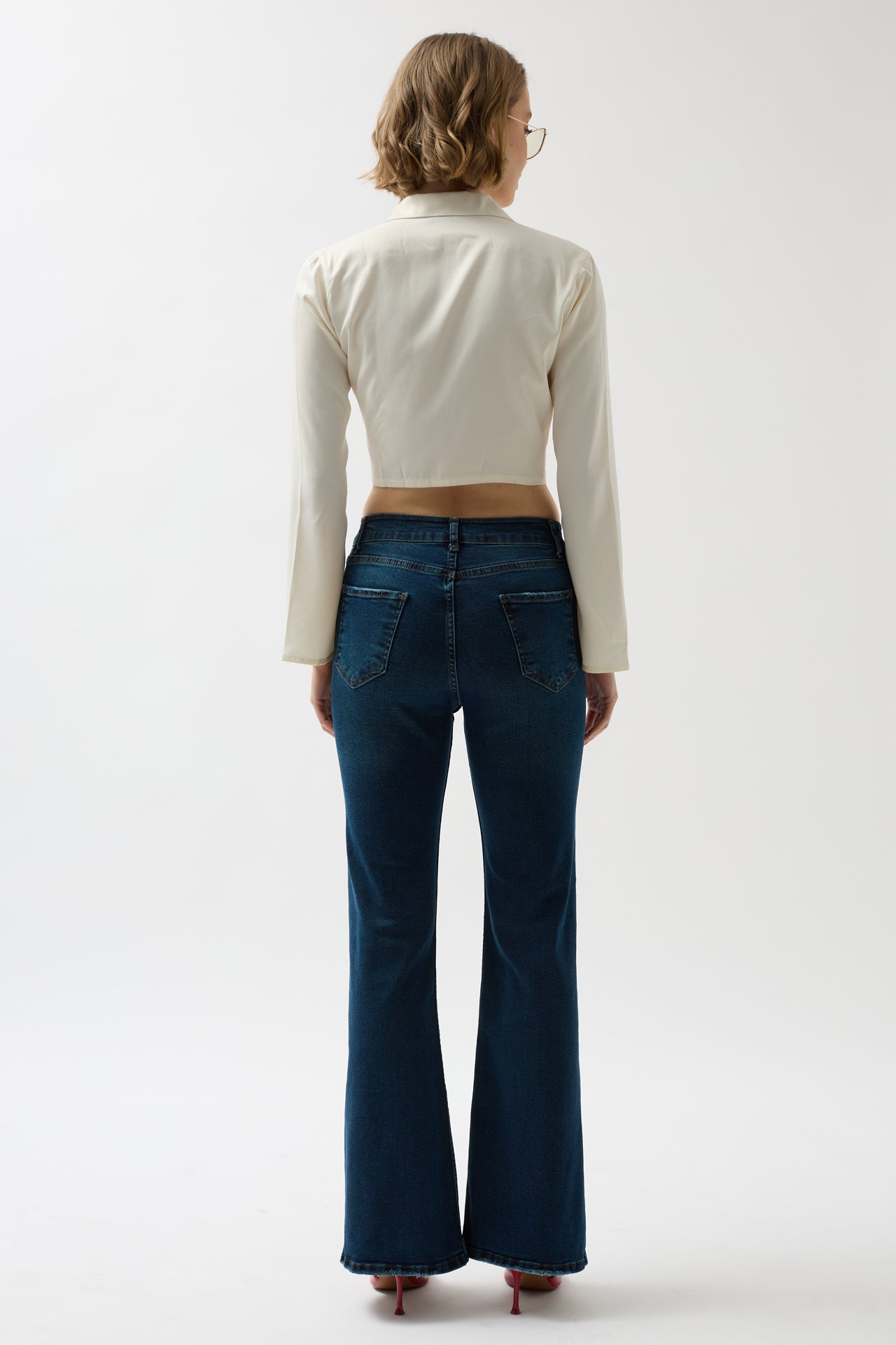 Wide Leg High Waist Blue Jeans
