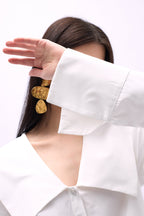 Wide Collar Ruffle Sleeve White Shirt