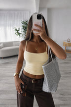 Glop Detail Spaghetti Strap Yellow Basic Top