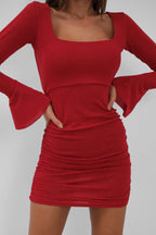 Chest And Back Cutout Glitter Red Dress