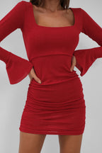 Chest And Back Cutout Glitter Red Dress