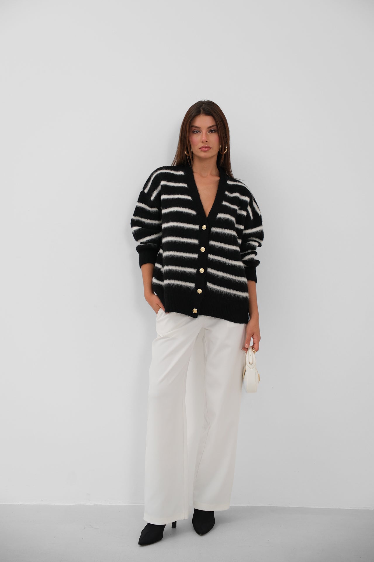 Gold Buttoned Brushed Cardigan