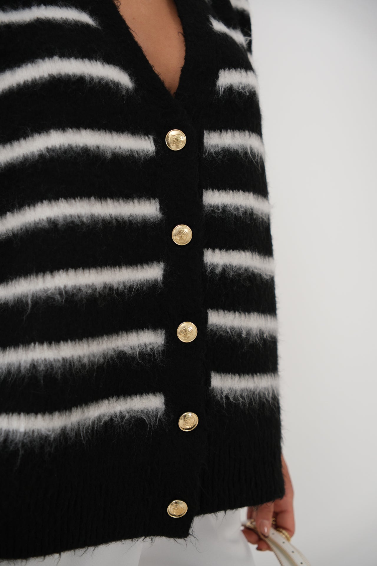 Gold Buttoned Brushed Cardigan