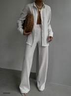 Shirt Pants Two-Piece Ecru Set