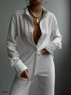 Shirt Pants Two-Piece Ecru Set
