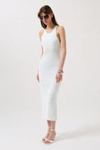 Halter Neck Cross Strap White Dress