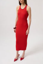 Halter Neck Cross Strap Red Dress