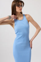 Halter Neck Cross Strap Baby Blue Dress