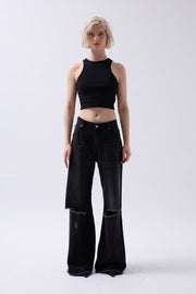 Halter Neck Black Crop