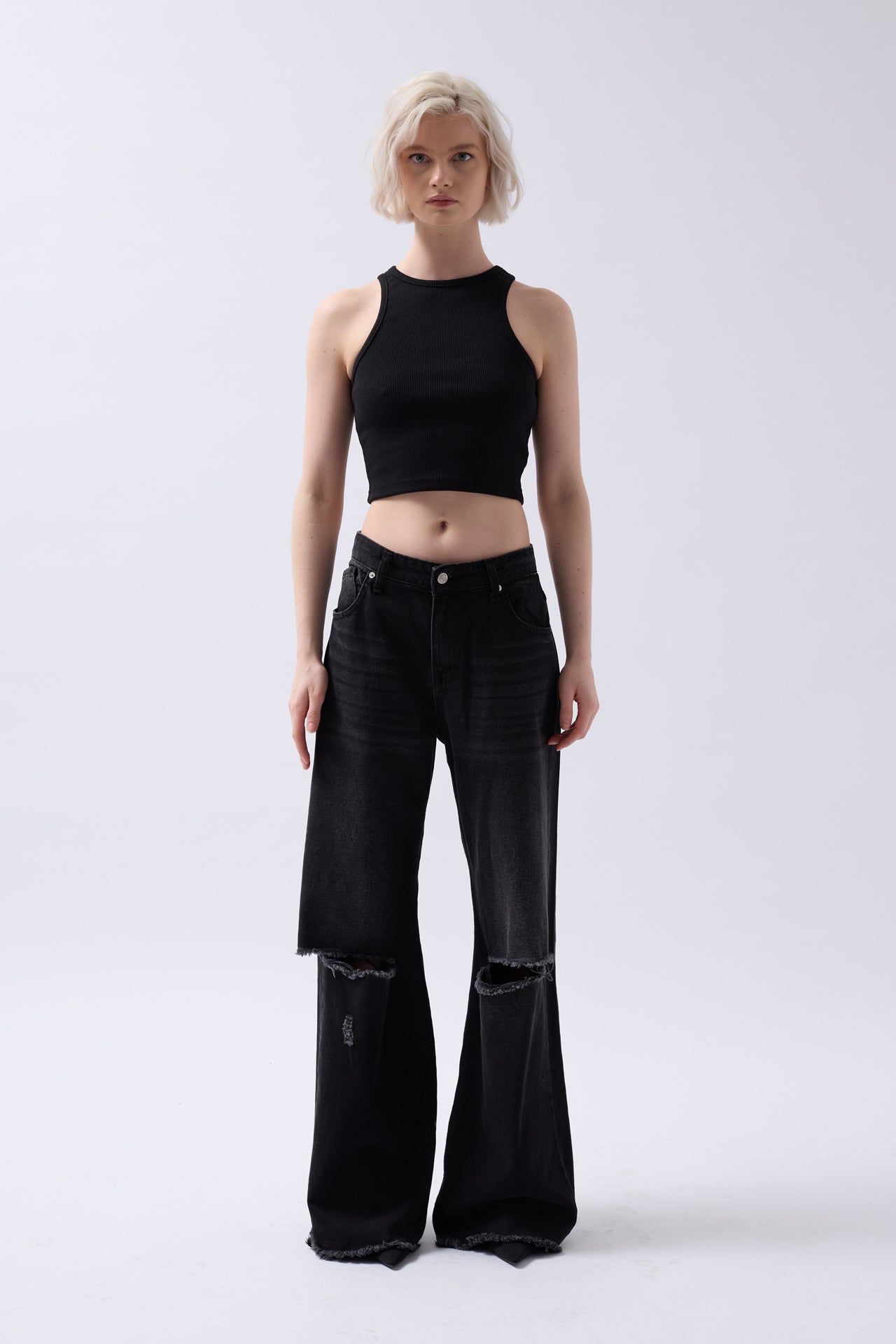 Halter Neck Black Crop
