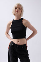 Halter Neck Black Crop