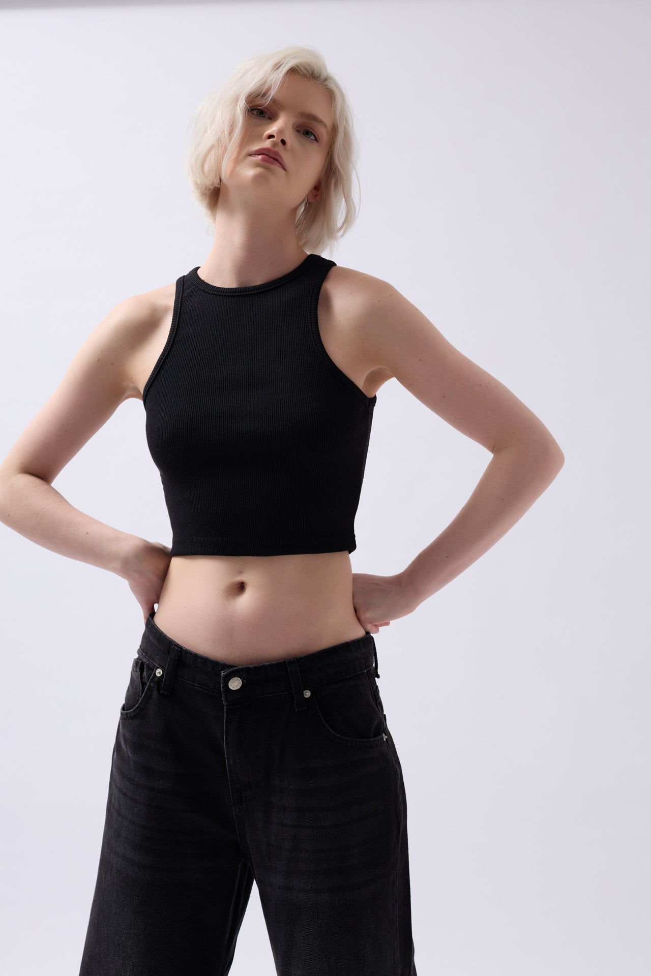 Halter Neck Black Crop