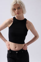 Halter Neck Black Crop