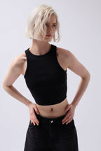 Halter Neck Black Crop