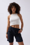 Halter Neck White Crop Top