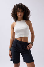Halter Neck White Crop Top