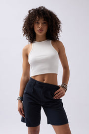 Halter Neck White Crop