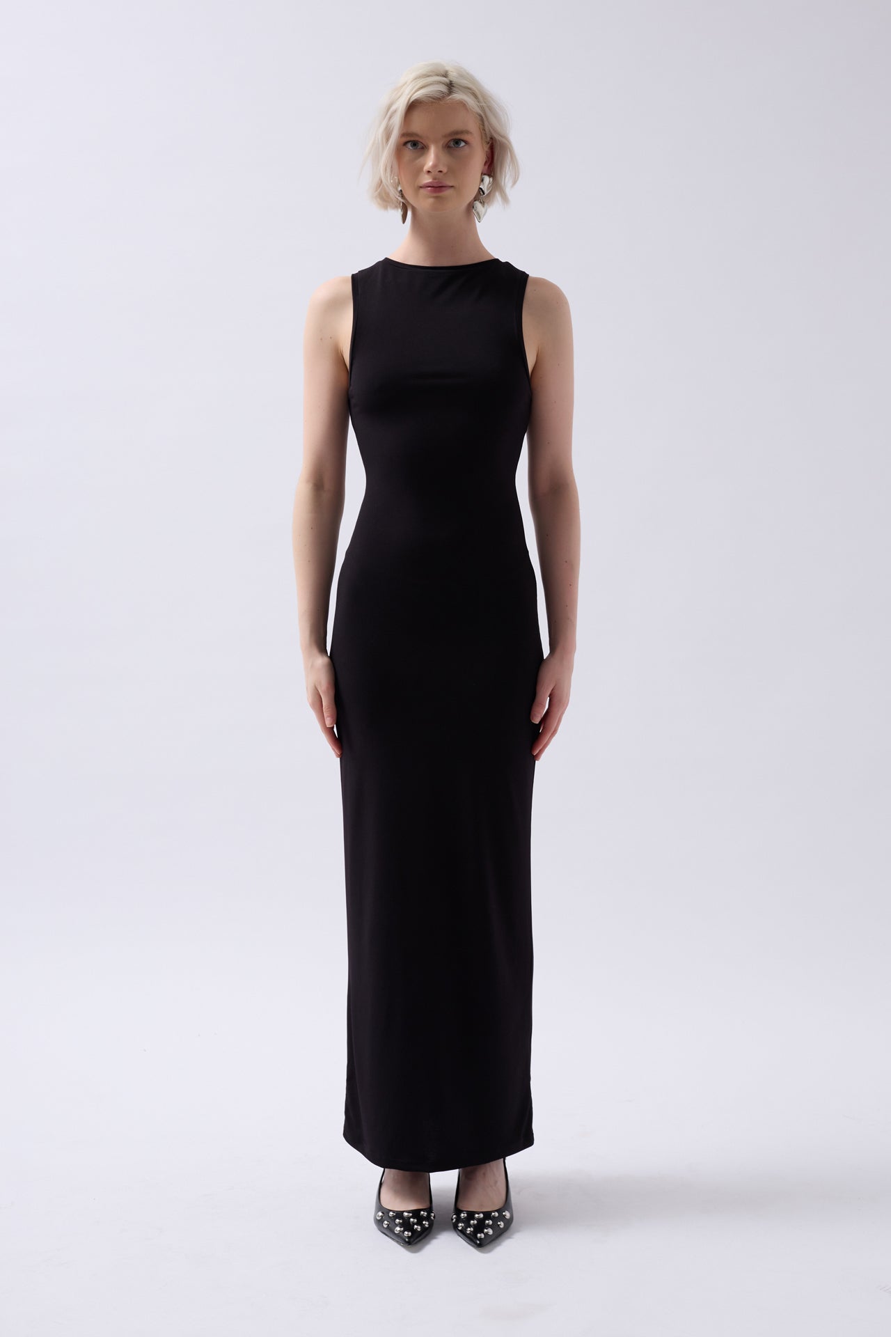Halter Neck Maxi Daily Black Dress