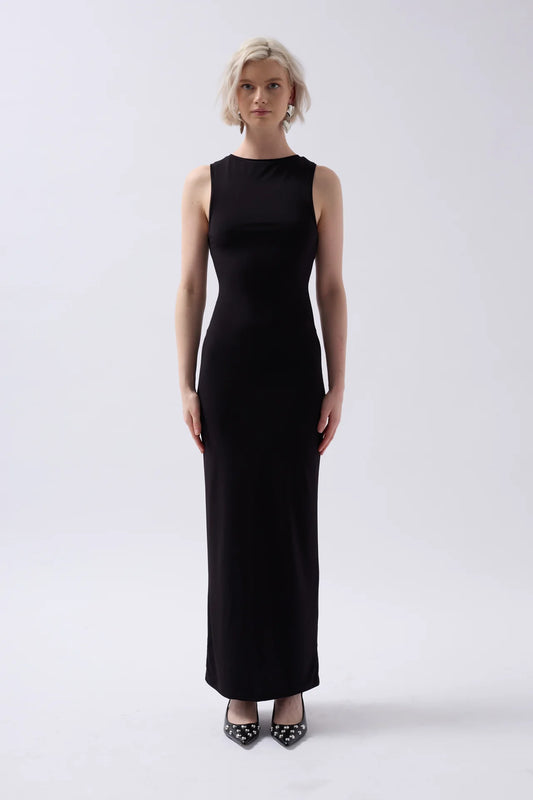 Halter Neck Maxi Casual Black Dress