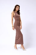 Halter Neck Maxi Gunluk Mink Dress