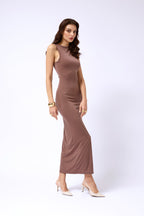 Halter Neck Maxi Gunluk Mink Dress
