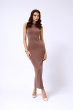 Halter Neck Maxi Gunluk Mink Dress