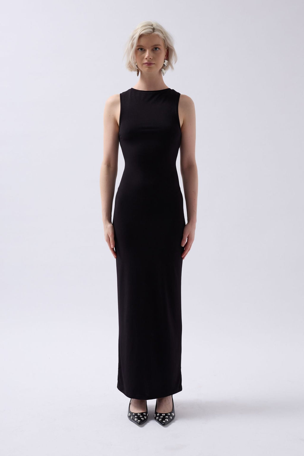 Halter Neck Maxi Daily Black Dress
