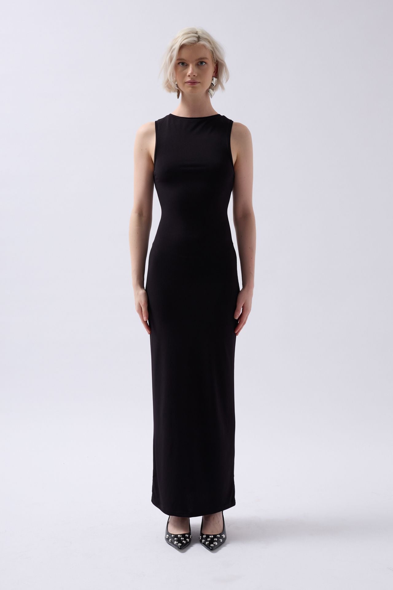 Halter Neck Maxi Daily Black Dress