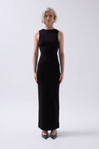 Halter Neck Maxi Daily Black Dress