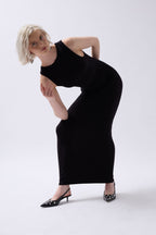Halter Neck Maxi Daily Black Dress