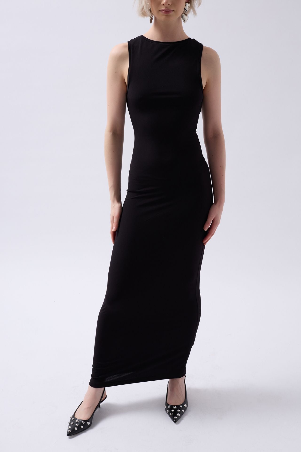 Halter Neck Maxi Daily Black Dress