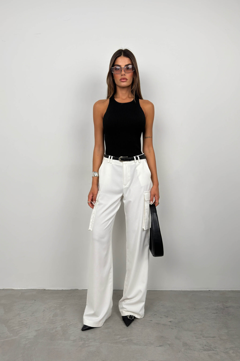 Halter Neck Black Knit Blouse
