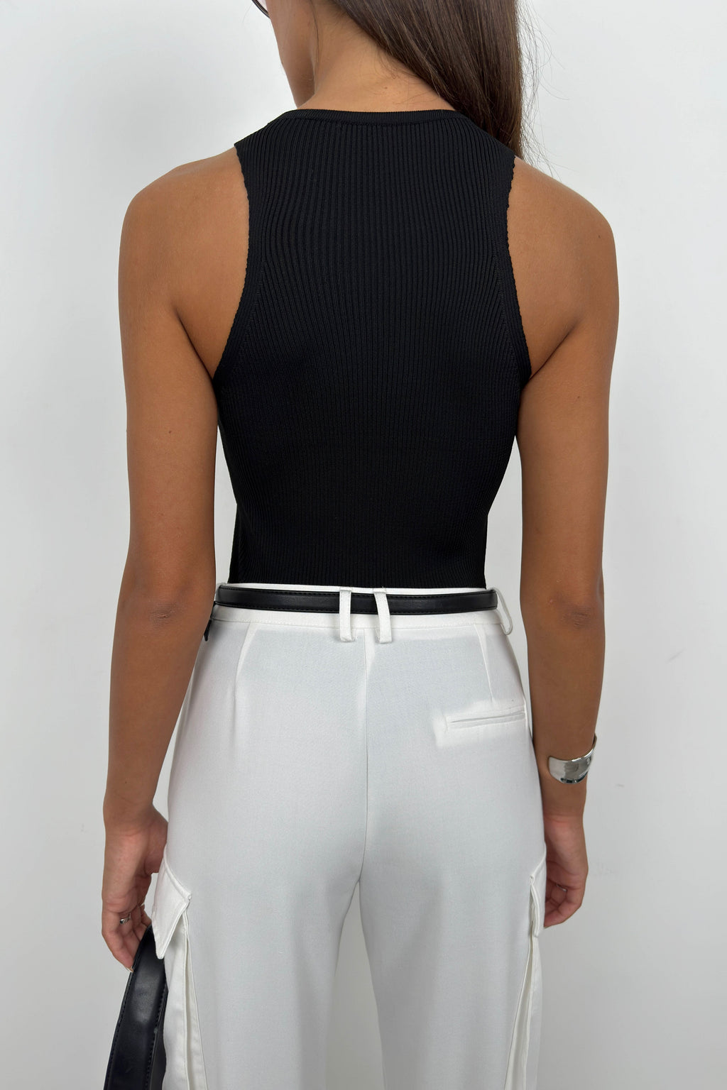 Halter Neck Black Knit Blouse