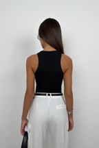 Halter Neck Black Knit Blouse