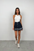 Halter Neck Ecru Knit Blouse