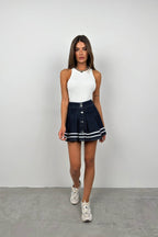 Halter Neck Ecru Knit Blouse