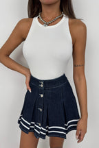Halter Neck Ecru Knit Blouse