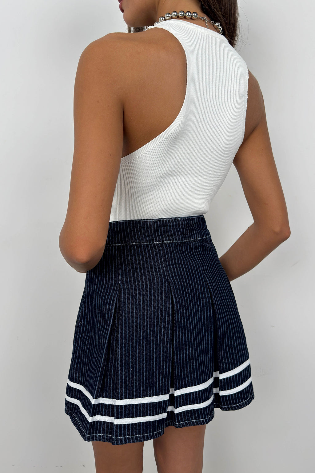 Halter Neck Ecru Knit Blouse