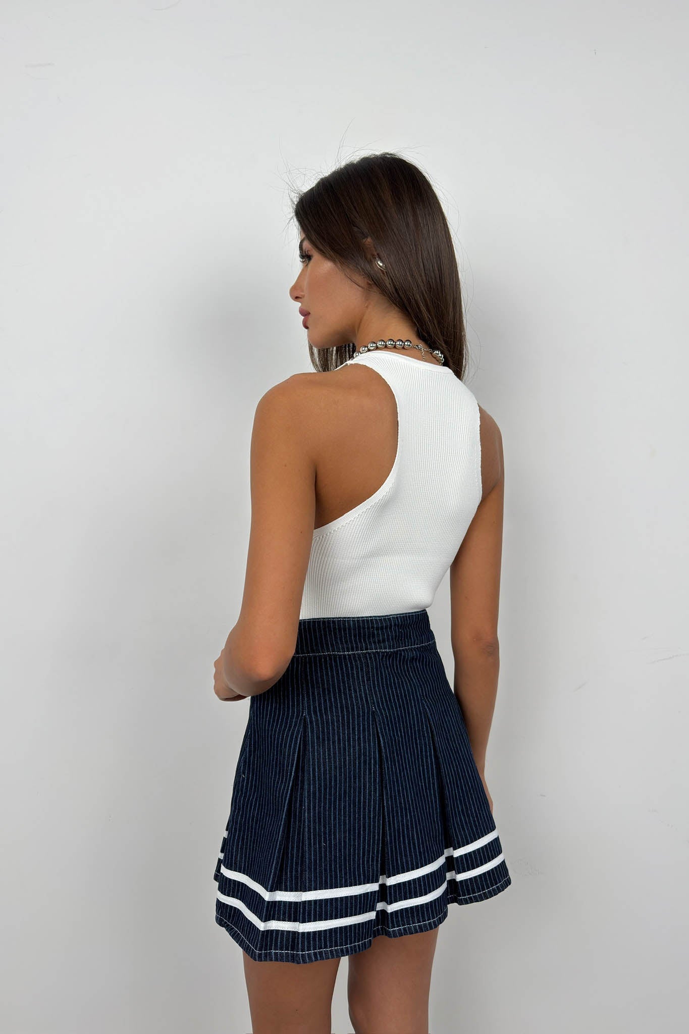 Halter Neck Ecru Knit Blouse